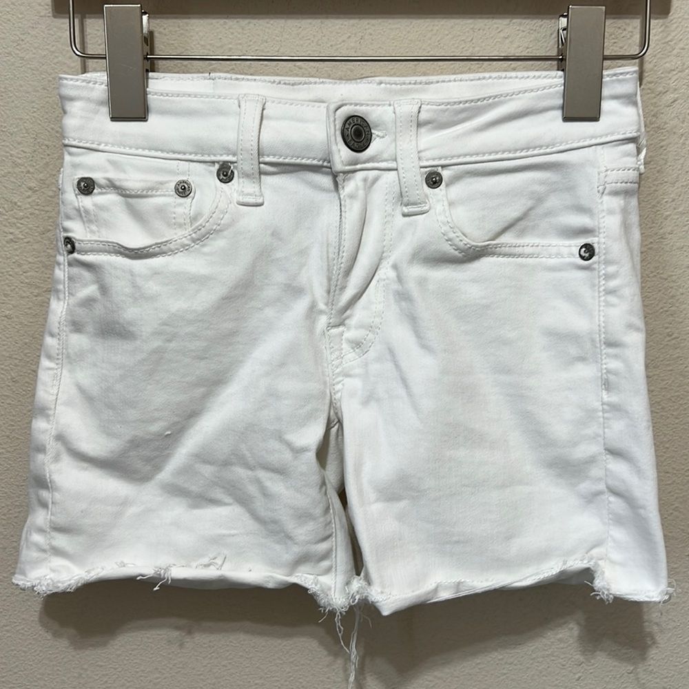 American Eagle Raw Hem White Jean Shorts